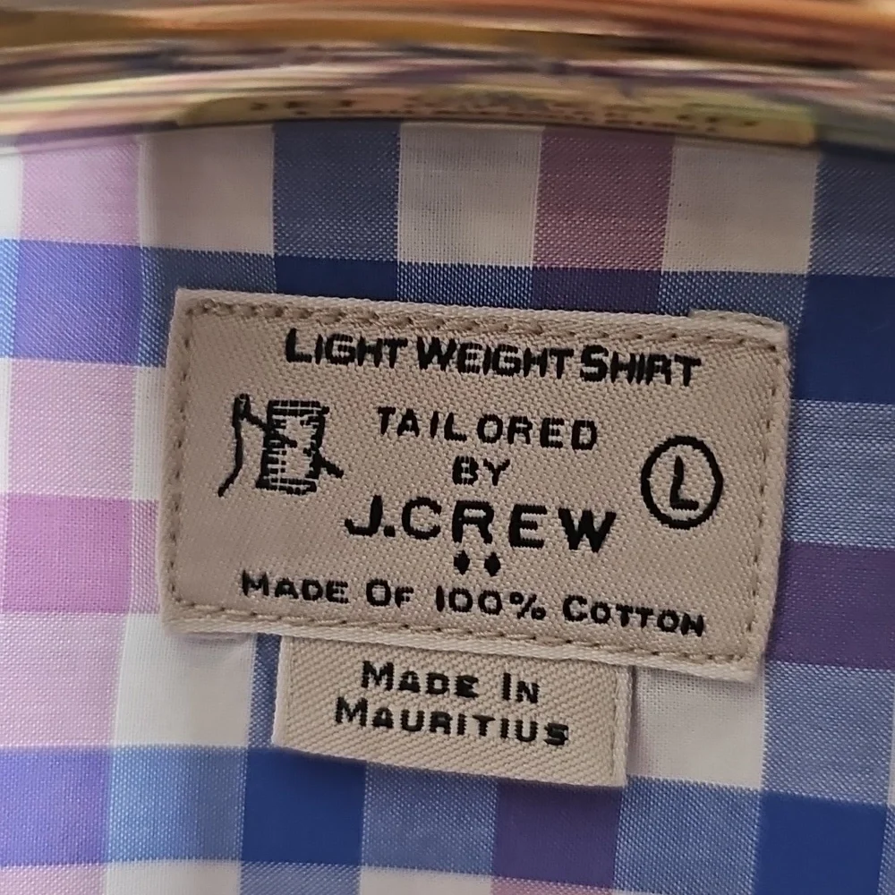 Men's Blue and Purple Checkered‎ Shirt. By J.CREW. SIZE LARGE